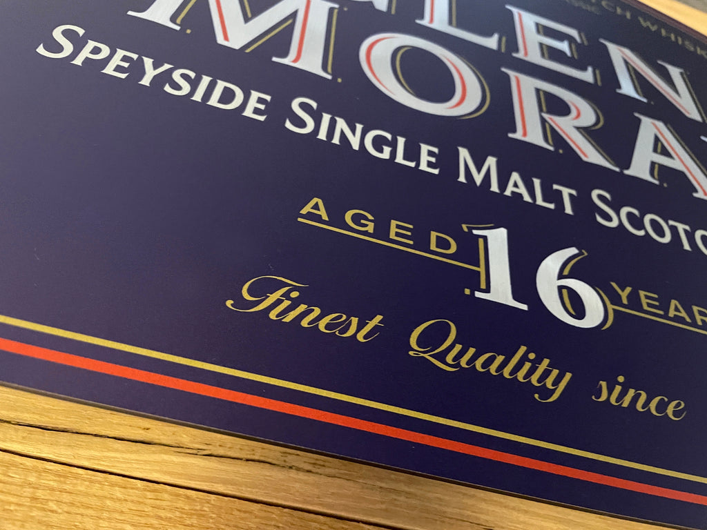 Reclamebord Glen Moray logo whisky, whiskey, 40x57cm alu