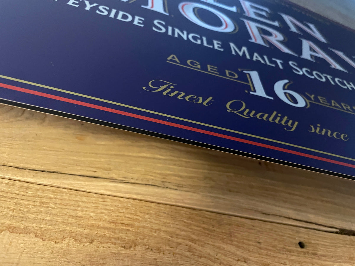 Reclamebord Glen Moray logo whisky, whiskey, 40x57cm alu